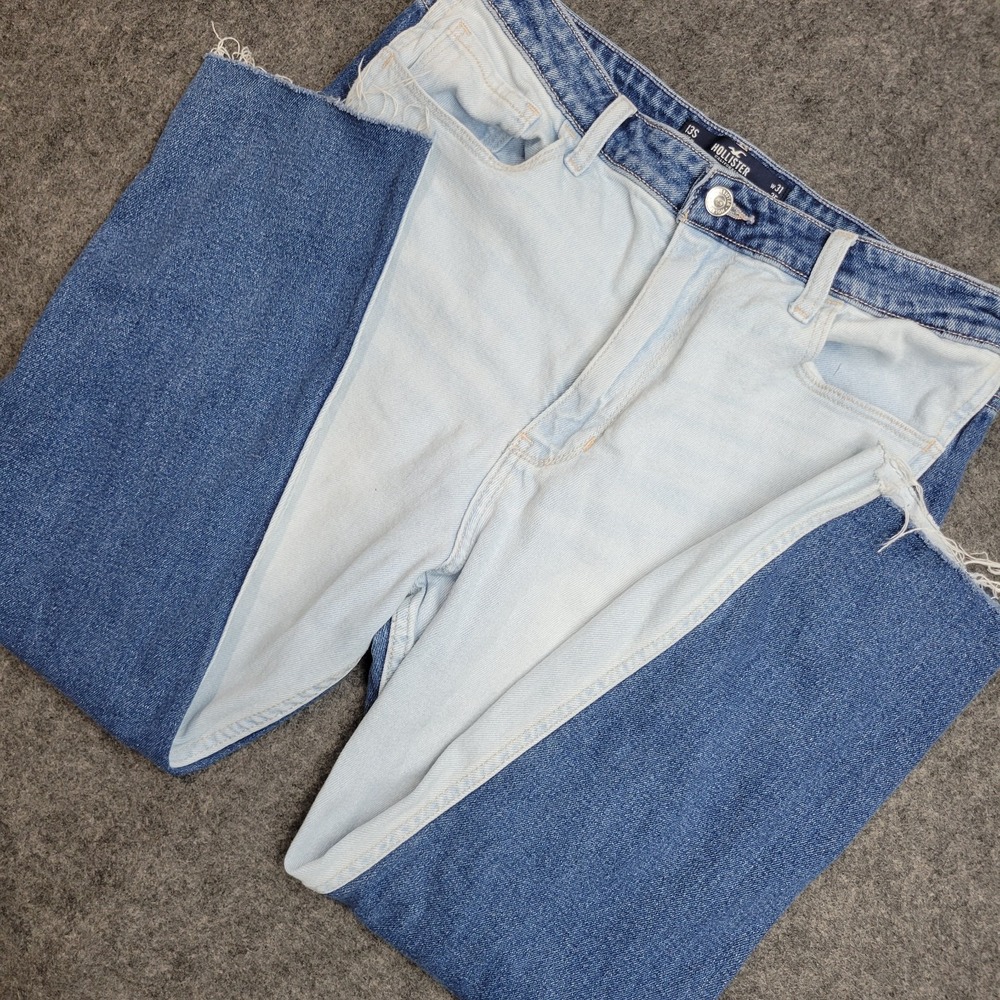 Hollister Jeans Womens 13S 31x25 Blue Two Tone Denim Stretch Ultra High Rise Mom